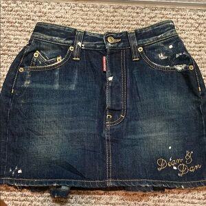 DSQUARED Blue and Gold Mini Skirt Night Out